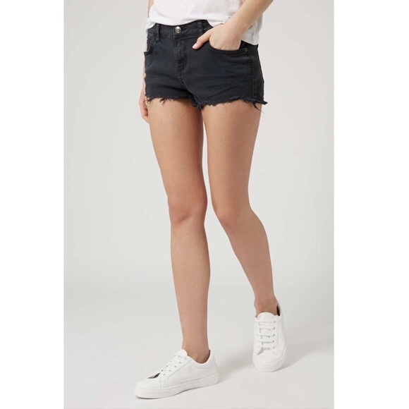 topshop black denim shorts